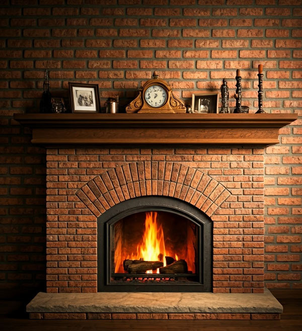 brick fireplace