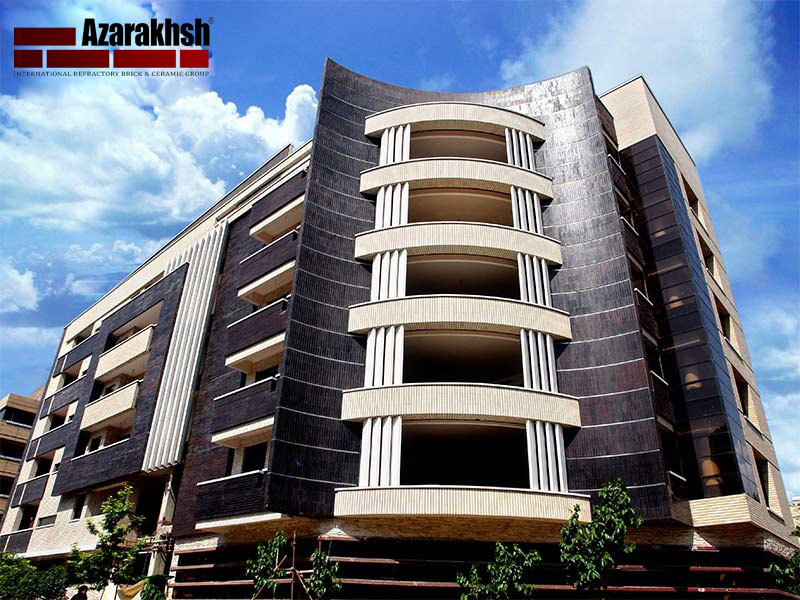 Black brick facade building with Azarakhsh brick facade
