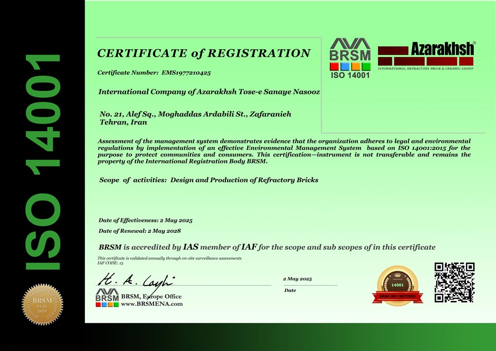 ISO 14001 certification-Azarakhsh facade brick