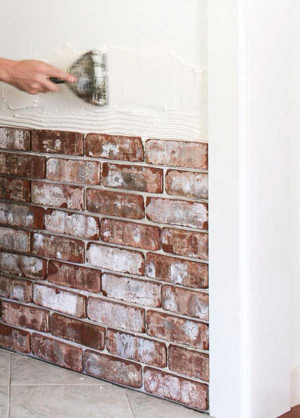 Installing bricks with glue