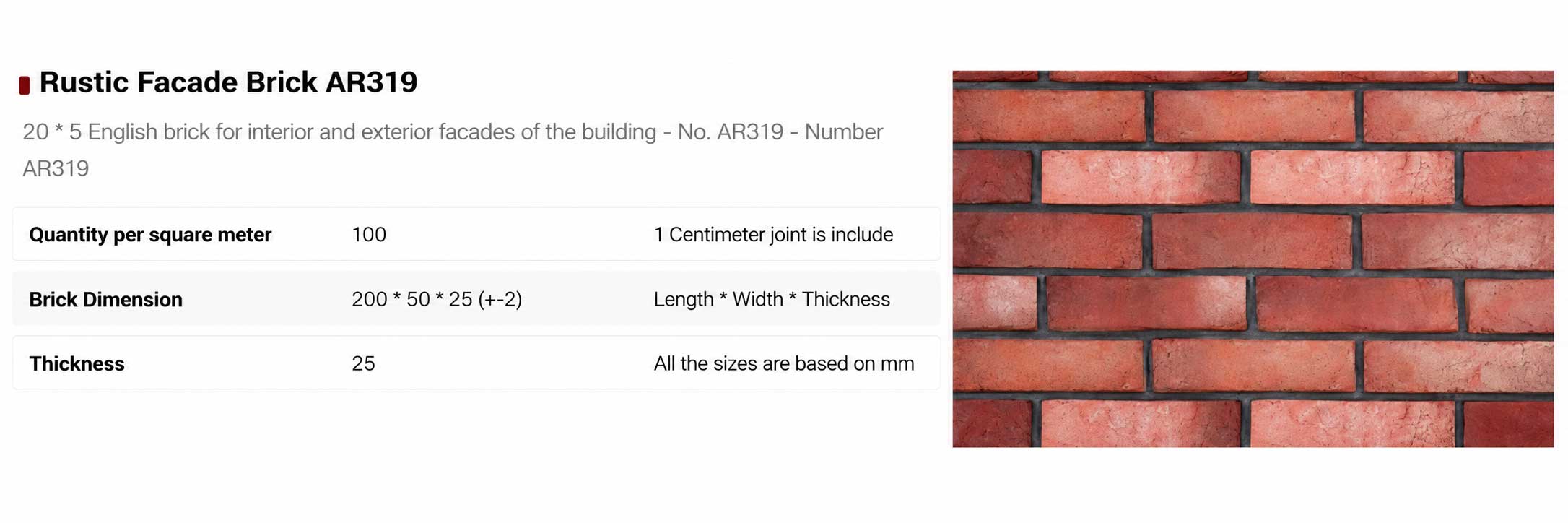 Handmade rustic facing brick