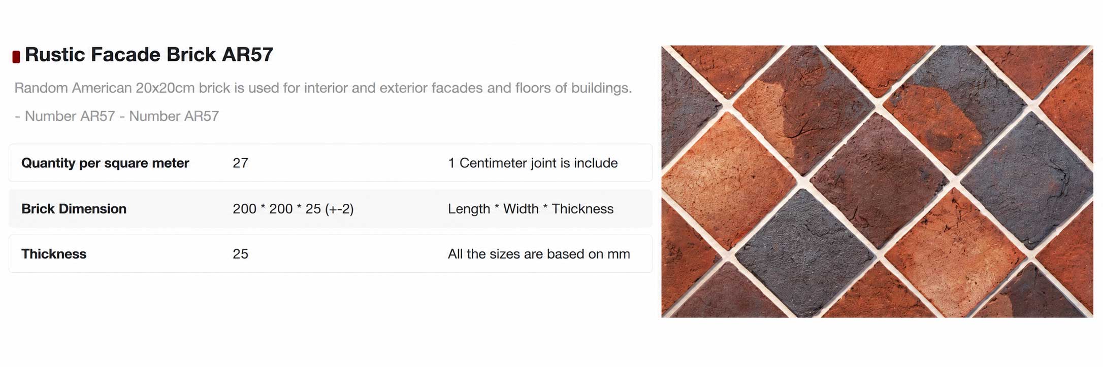 Handmade rustic facing brick